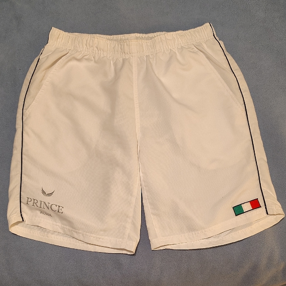 Prince Ivory Men's Athletic Shorts with Black Trim